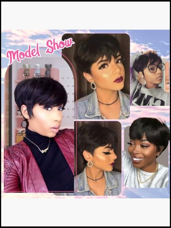 Pixie Cut Short Wig Glueless Natural Layered Full Machine Made Style main image 5